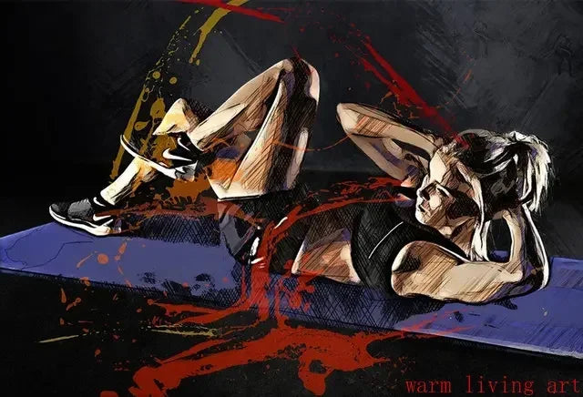 Boxing Dumbbell Fitness Art Poster Canvas Wall Print Home Gym Decor Motivational Picture for Men Women Muay Thai Weightlifting