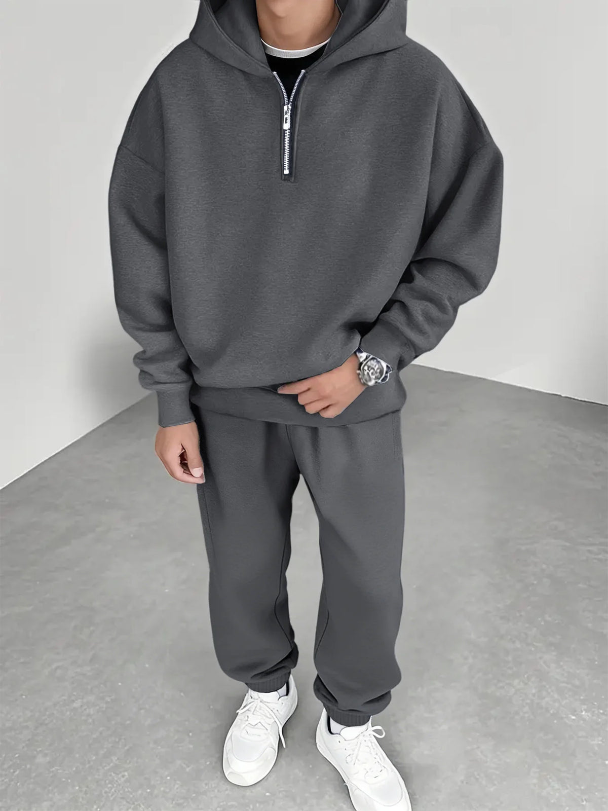 Unisex 2 Piece Set Fitness Running Casual Sport Set Comfortable Casual Sport Solid Color Suit Hooded Pullover Sweatshirt Trouser