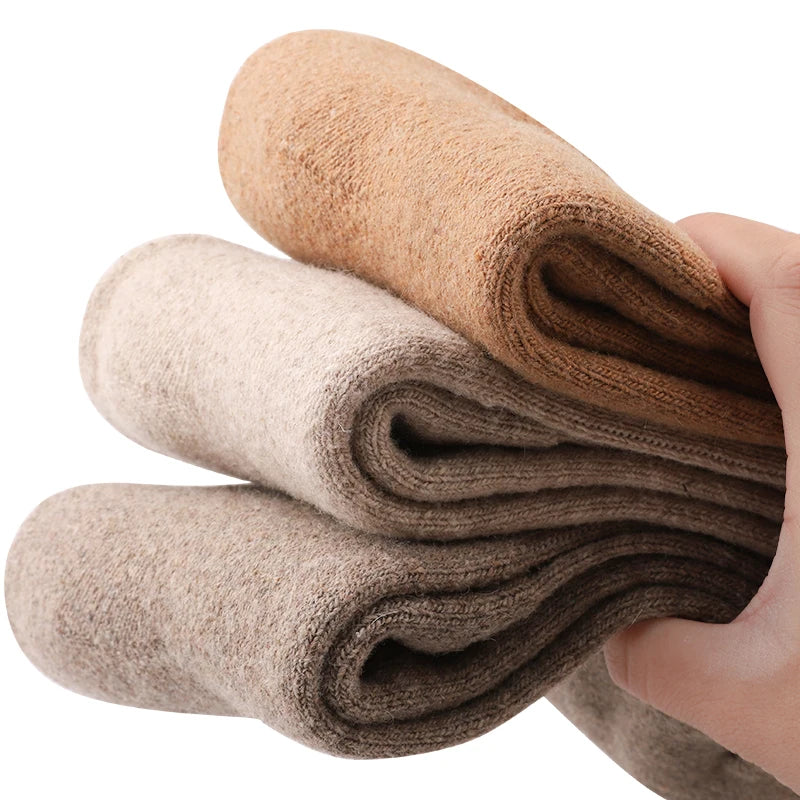 5Pairs Simple Thick Wool Socks for Men Soft Warm Winter Socks Mid Tube Plush Sports Socks Skiing Hiking Gray Khaki Women