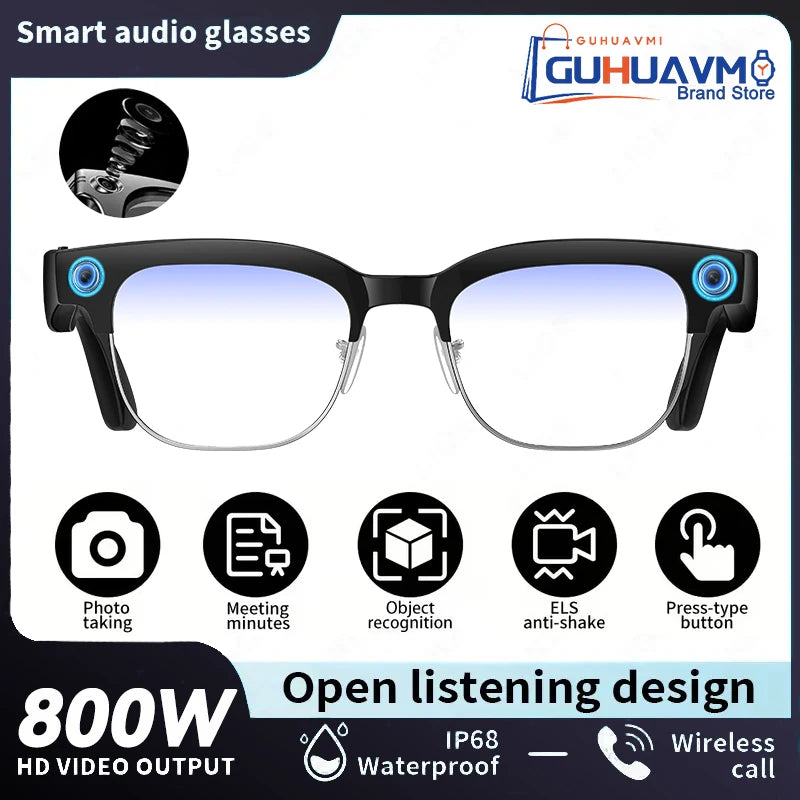 New Business 4K HD Color Change AI Smart Glasses 800W Pixel Camera 1080P Video AI Chat Music Player Call AI Sports Glasses Men