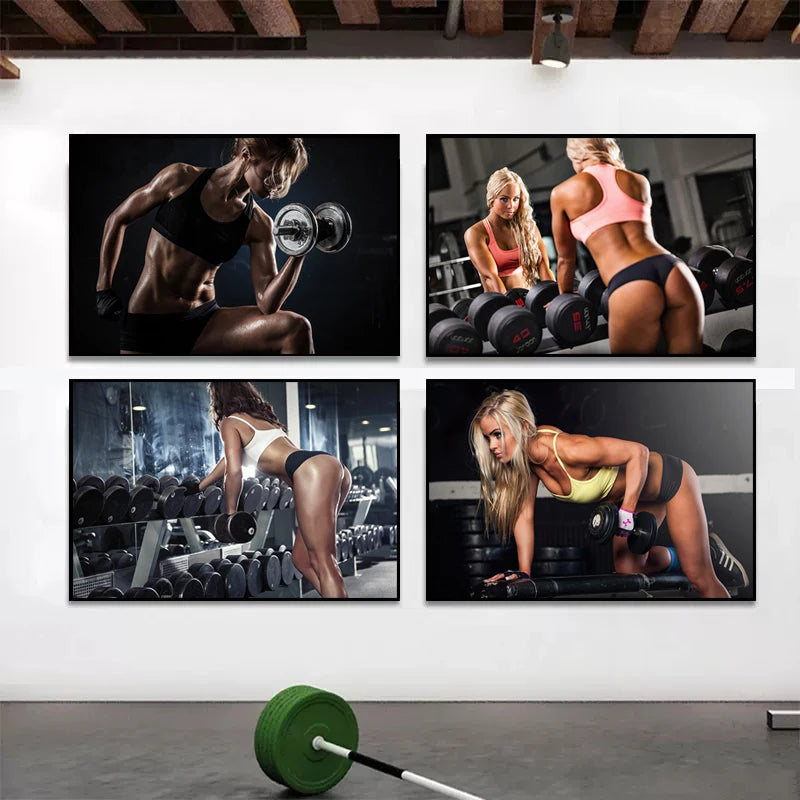 Fitness Sports Motivational Quotes Canvas Painting Dumbbell Exercise Posters Prints Wall Art Pictures for Living Room Gym Decor