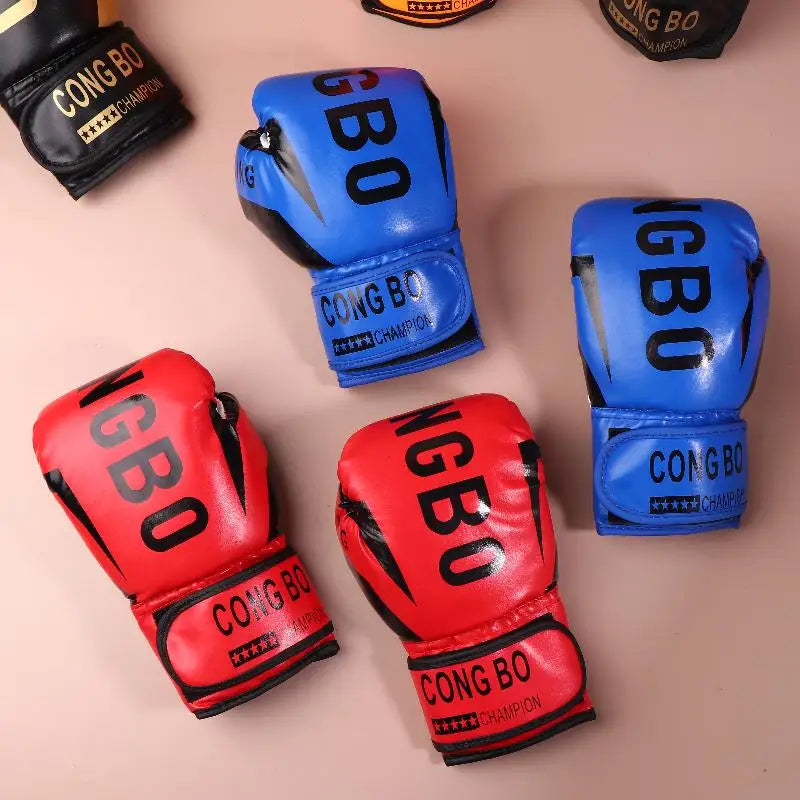 Kids 6oz Professional Boxing Training Sparring Gloves PU Leather Kids Breathable Muay Thai Punching Karate Training Gloves