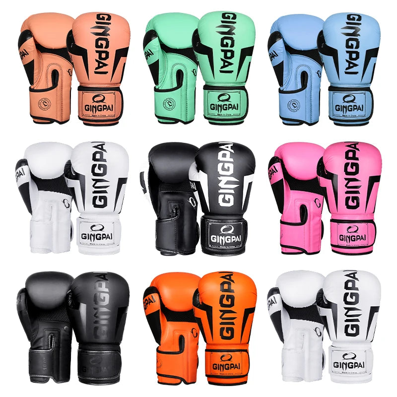 6/8/10/12/14Oz Kids Adult Boxing Gloves Breathable Professional Sanda Muay Thai Fighting Gloves PU Workout Gloves