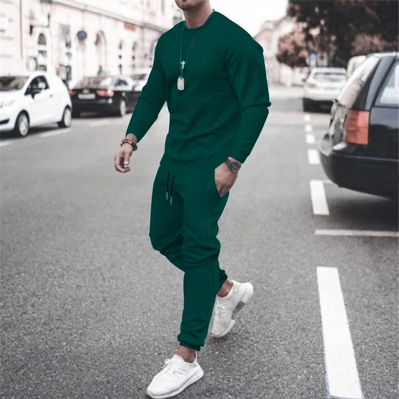 Men's 2025 popular Two-Piece Jogger Sports Suit Warm Autumn Winter Tracksuit Set with Running Sweatshirt And Sweatpants