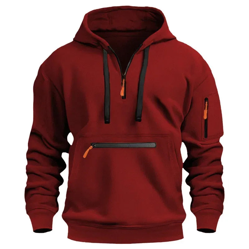 2025 New Men's Hoodies Winter Hooded Shirt Wear Fleece Multi Pocket Fashion Tops Hoody Loose Oversized Pullover Man Clothing