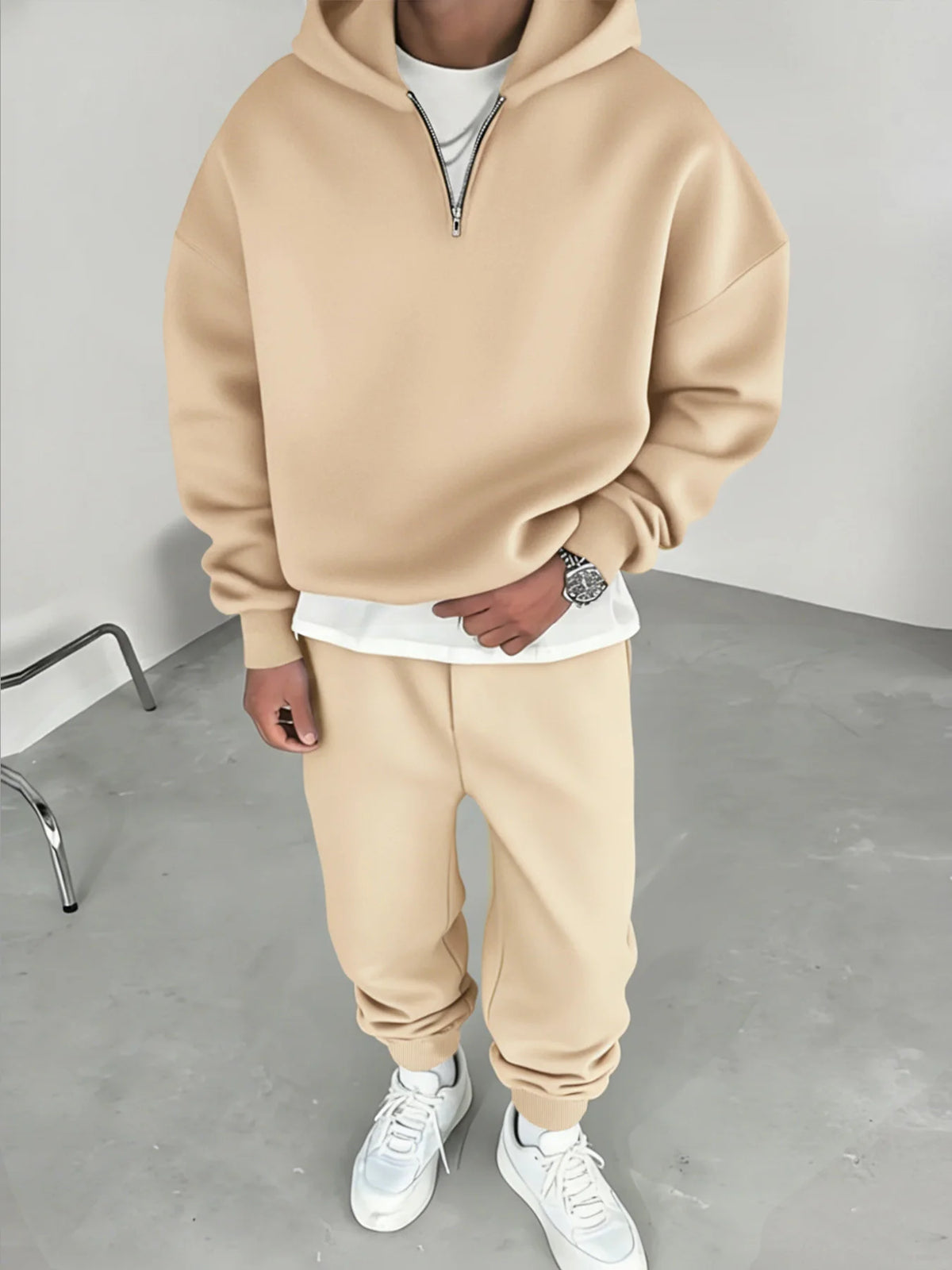 Unisex 2 Piece Set Fitness Running Casual Sport Set Comfortable Casual Sport Solid Color Suit Hooded Pullover Sweatshirt Trouser