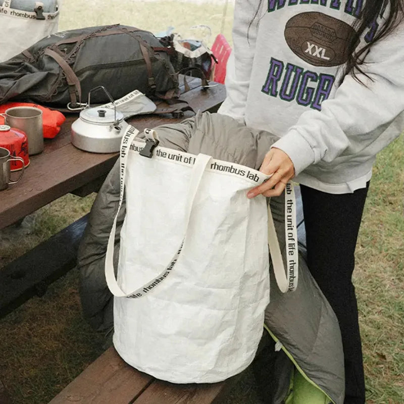 Large Capacity Drawstring Storage Bag, Foldable Waterproof Organizer Pouch for Outdoor, Travel & Beach