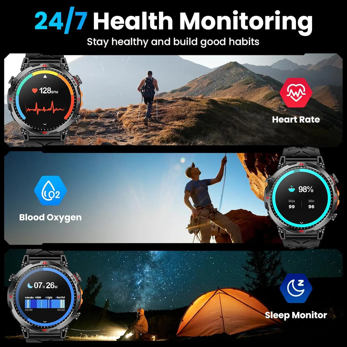 2026 New Outdoor GPS Sports Smartwatches Men Compass 10ATM Waterproof 24/7 Health Monitoring Chat GPT Bluetooth Call Smart Watch