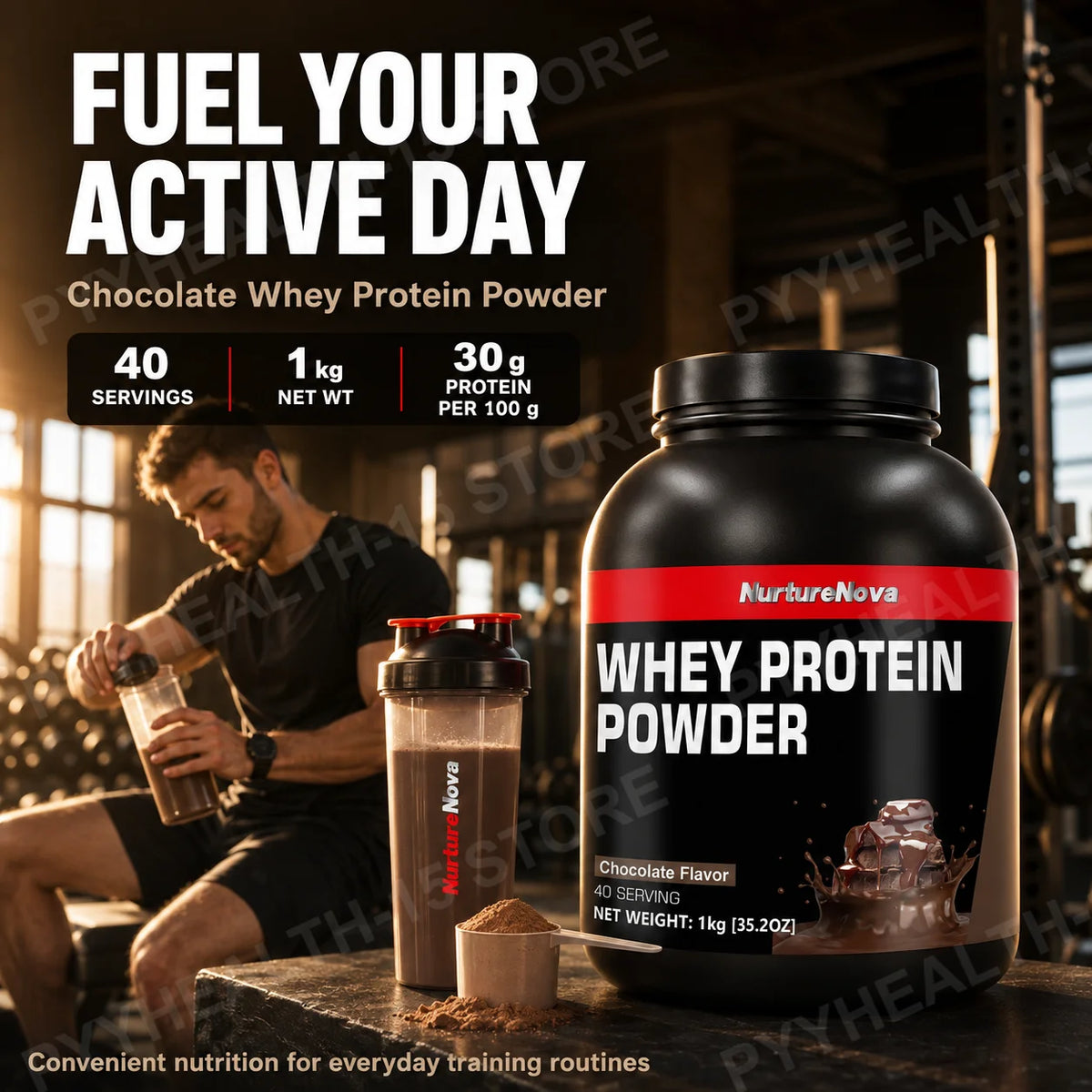 NurtureNova Chocolate Whey Protein Powder with Vitamins Minerals Taurine for Muscle Maintenance Recovery Support 1kg 40 Servings