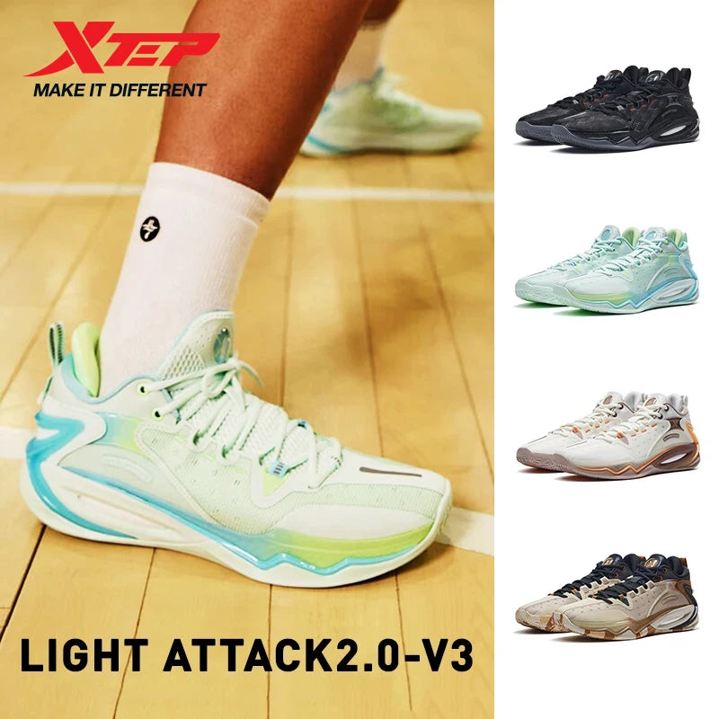 Xtep Light Attack 2.0 V3 Basketball Shoes For Men Spring Men's Mid Top Wear-Resistant Training Sneakers 876119120010
