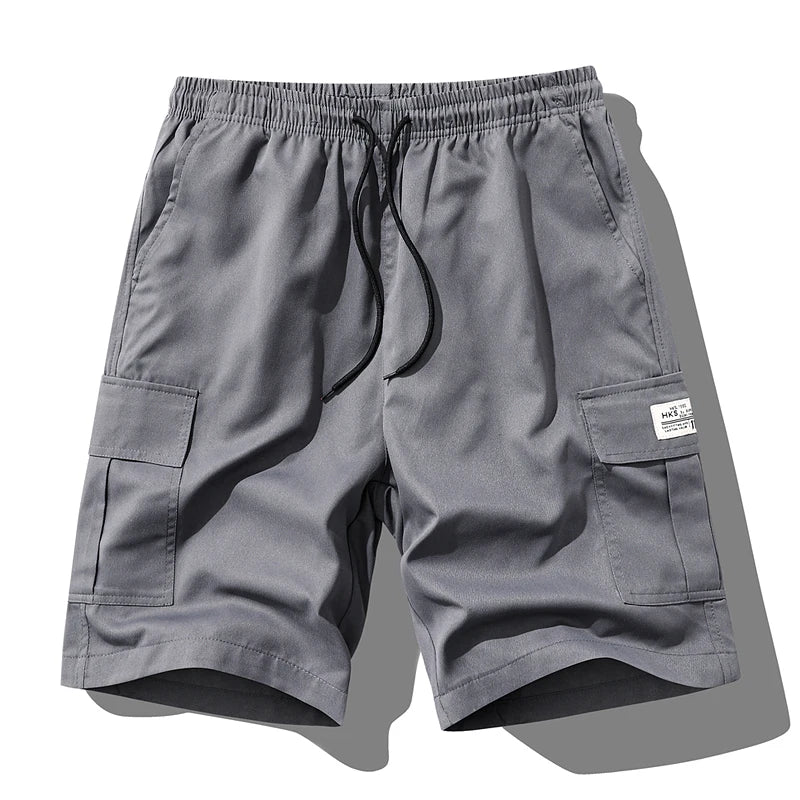 Men's Summer New Cargo Shorts Loose Plus Size Drawstring Casual 5 Inch Shorts Multi-Pocket Fashion Versatile Sports Beach Pants
