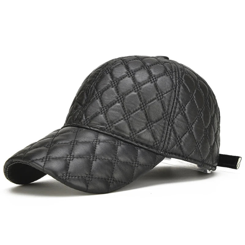 2026 Spring Genuine Sheepskin Leather 55-61CM Black Baseball Caps For Man Casual Street Gf Gorras Dad Hat
