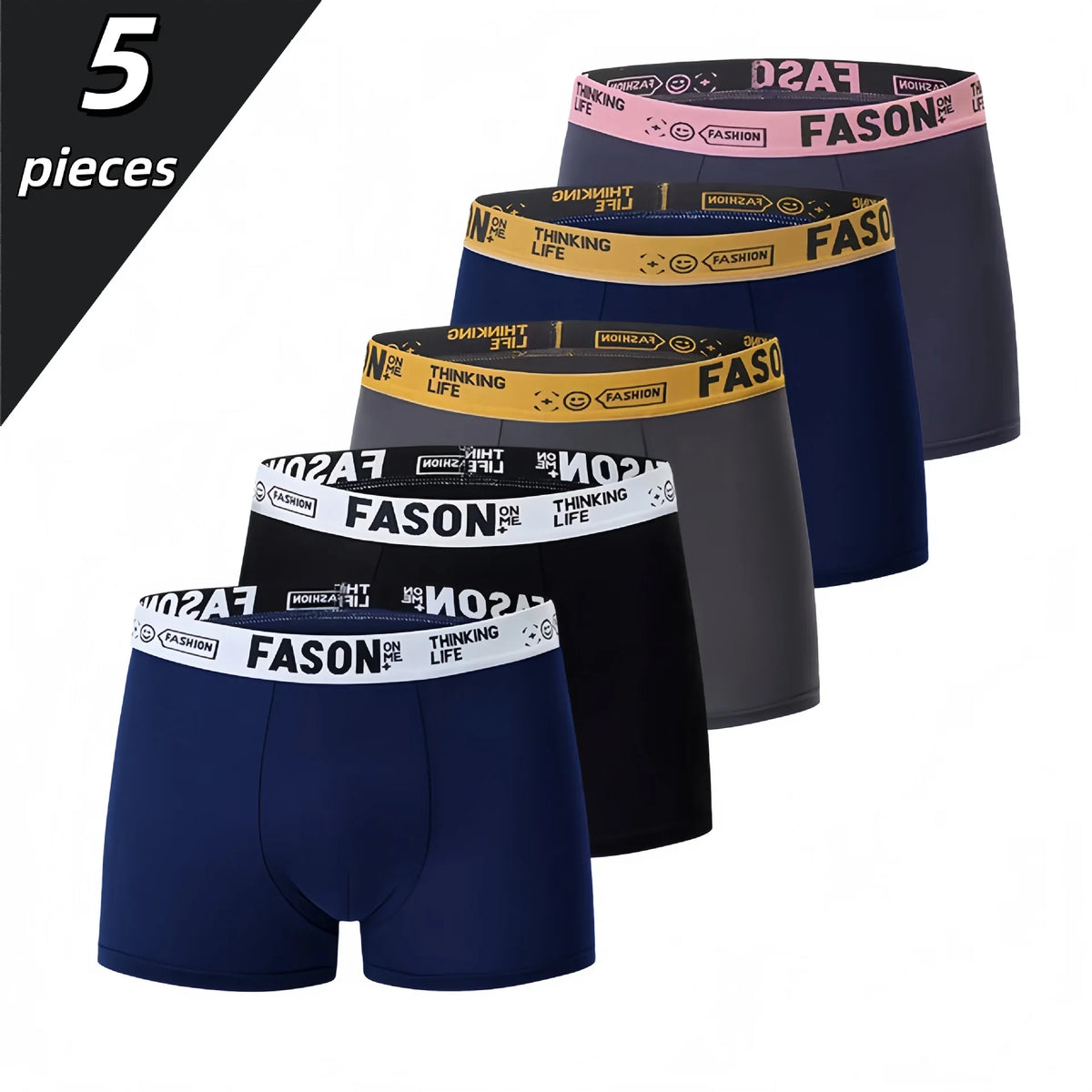 4/5/10pcs/set Men Boxer Briefs Solid Color Underwear Men Printed Letter Elastic Waist Soft Breathable Boxers Fashion Men Panties
