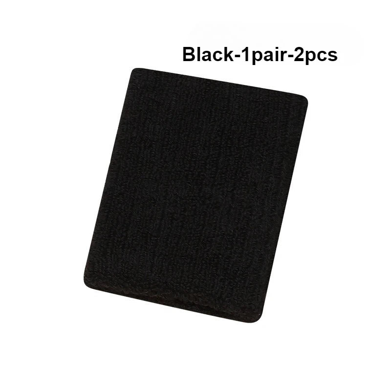 New Hot 1Pairs 2Pcs Set Breathable Cotton Wrist Sweatbands Sweat Absorbent Wristbands for Tennis Football Basketball Running Gym