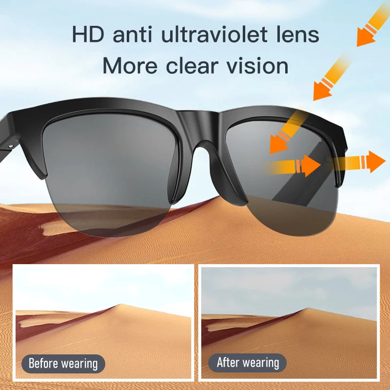 Wireless Smart Glasses Touch Based Intelligent Bluetooth Glasses with Bone Conduction For Sports Call Sunglasses Business