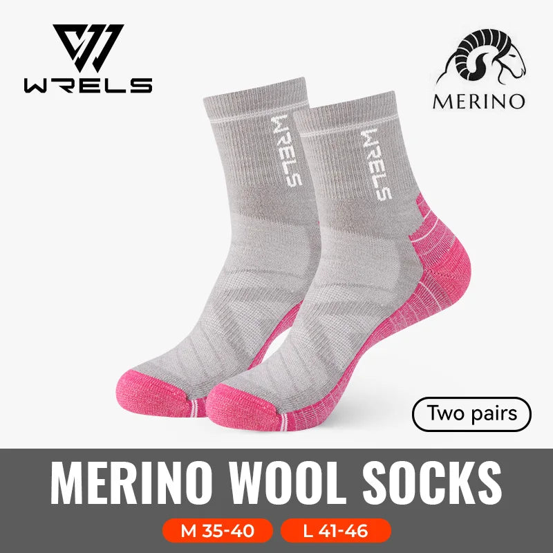 WRELS 1/2/3pairs Merino Wool Socks Thermal Warm Winter High Elastic Thick Hiking Socks Moisture Absorption Wool Sports Socks