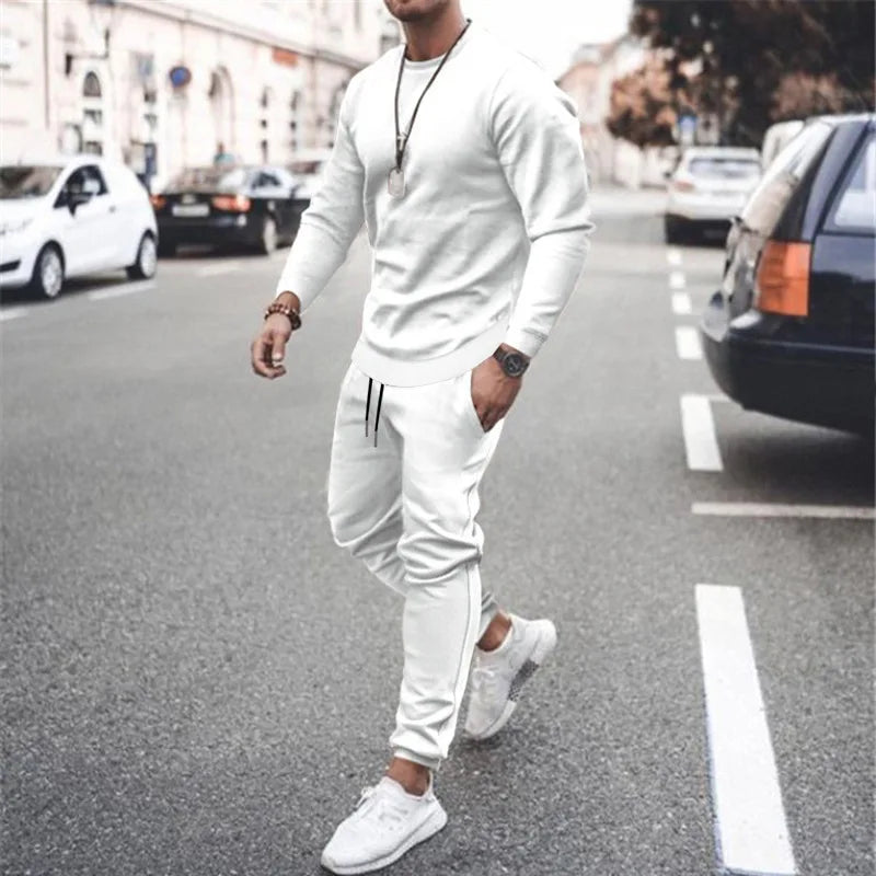 Men's 2025 popular Two-Piece Jogger Sports Suit Warm Autumn Winter Tracksuit Set with Running Sweatshirt And Sweatpants