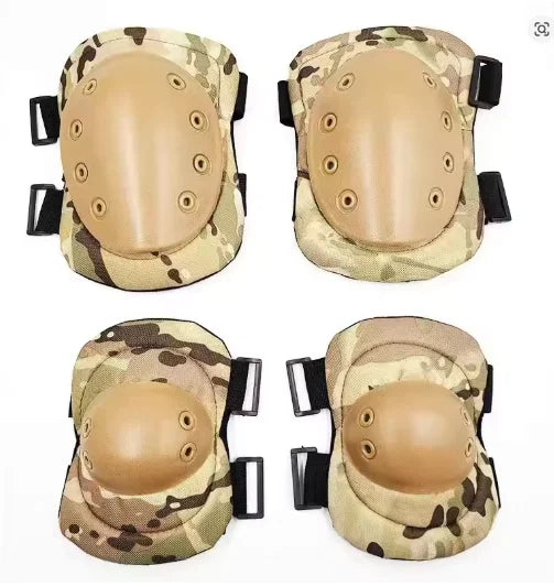 SSUNTAK 1Set/4PCS Knee Elbow Pads Protective Gear Set for Adults Outdoor Cycling Hiking CS Airsoft Paintball Skate Sports
