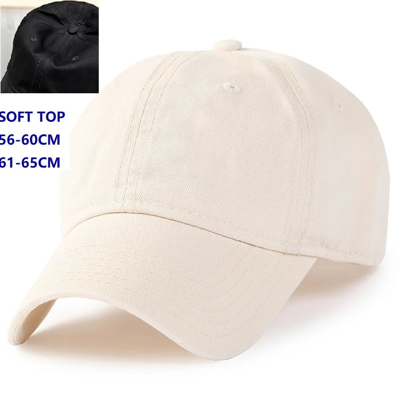 Men Women Oversize XXL 100% Cotton Baseball Cap, Large Hat for Big Heads 56-63cm (23.5'-25.5'), Adjustable Plain Dad Cap