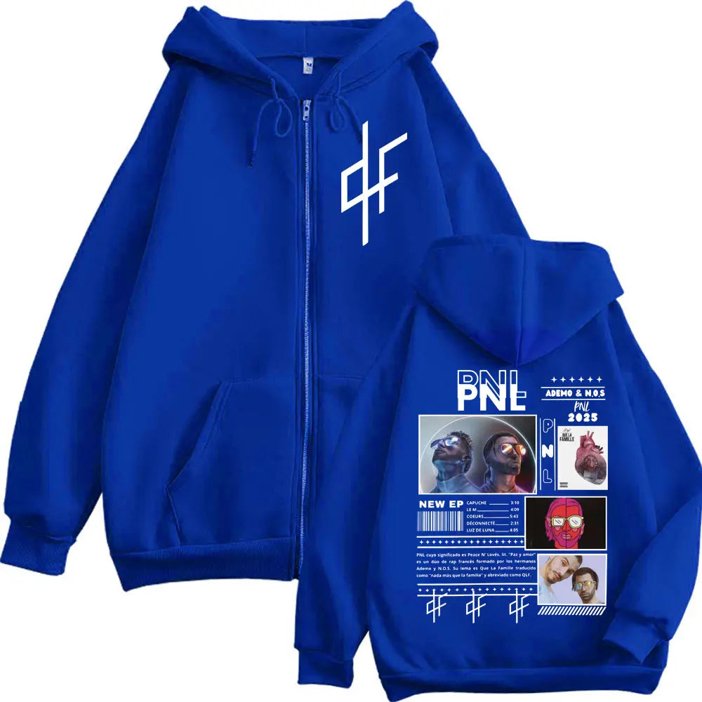 Le Monde Chico Zipper Hoodies PNL Album French Rapper Graphic Zip Up Pullovers Men Women Fashion Hip Hop Long Sleeve Sweatshirt