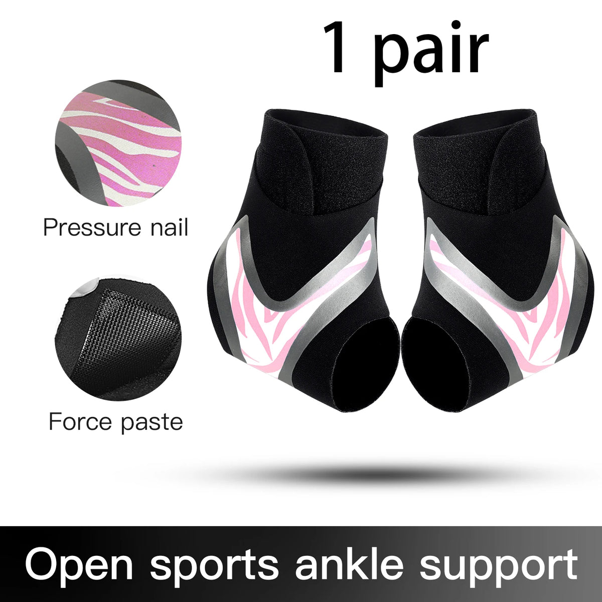 2PC Adjustable Ankle Support Pad Ankle Sleeve Pressure Anti-Spinning Elastic Breathable Support Fitness Sports Safety Prevention