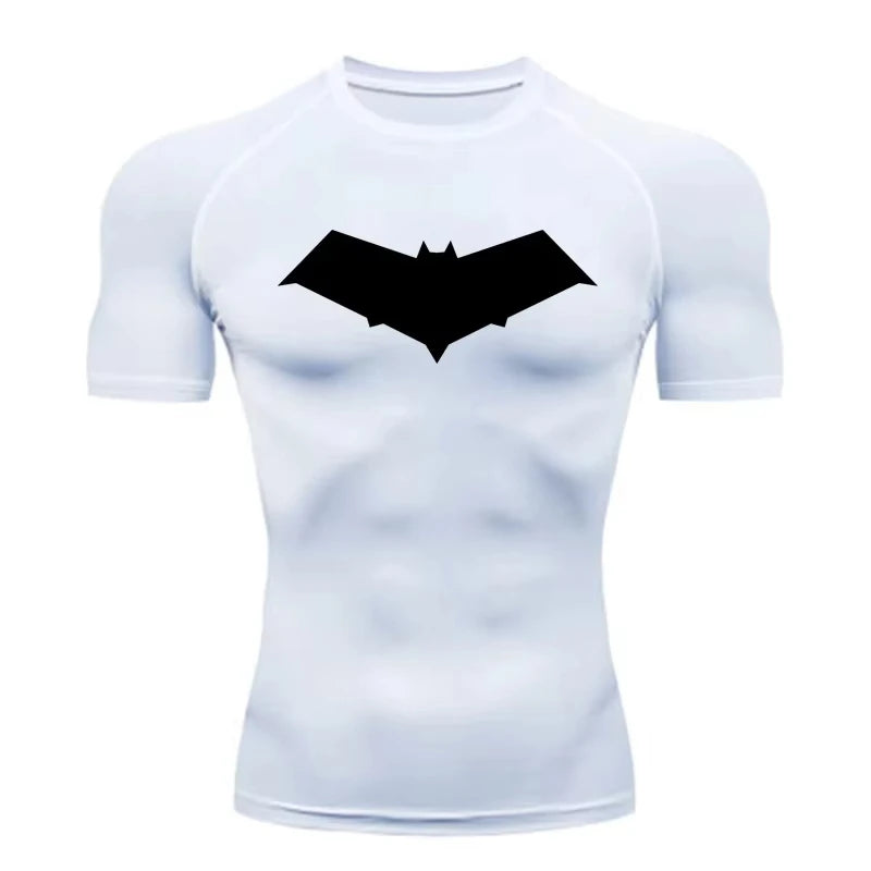 Bat Print Men's Compression T-Shirt Quick Dry Gym Workout Top | Summer Fitness Rashguard for Running & MMA ZY0037