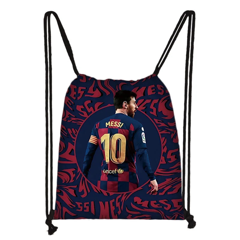 Child Printed Drawstring for s Football L-LionelS M-MessiS Shopping Bag Men Women Football Sports Gym Storage Yoga Backpack