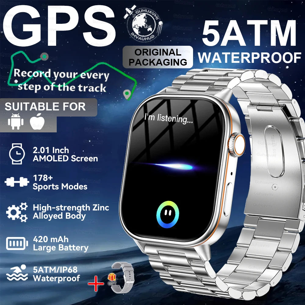 2026New Military Dual-band GPS Smart Watch Compass IP68K Waterproof Bluetooth Call Heart rate Sports Smart Watch For IOS Andriod