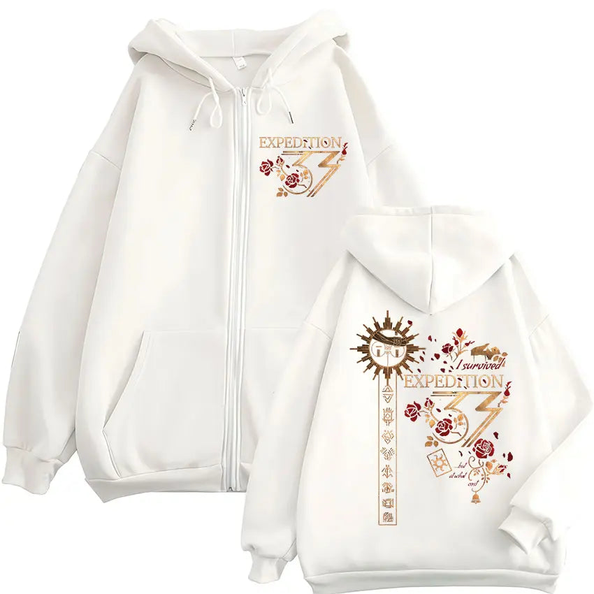 Esquie Game Clair Obscur Expedition 33 Zipper Hoodies Men Women Clothing Casual Oversized Zip Up Hooded Sweatshirts Jacket Coat