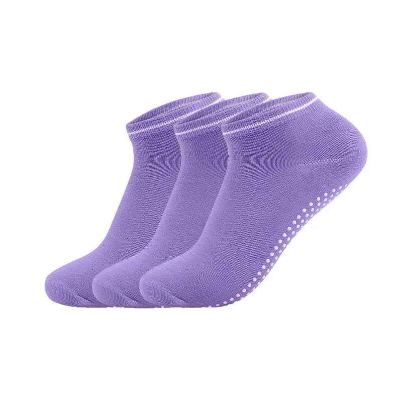3Pairs/Lot Yoga Socks for Women Non-Slip Grips Straps Bandage Cotton Sock Pilates Pure Barre Ballet Dance Barefoot Workout
