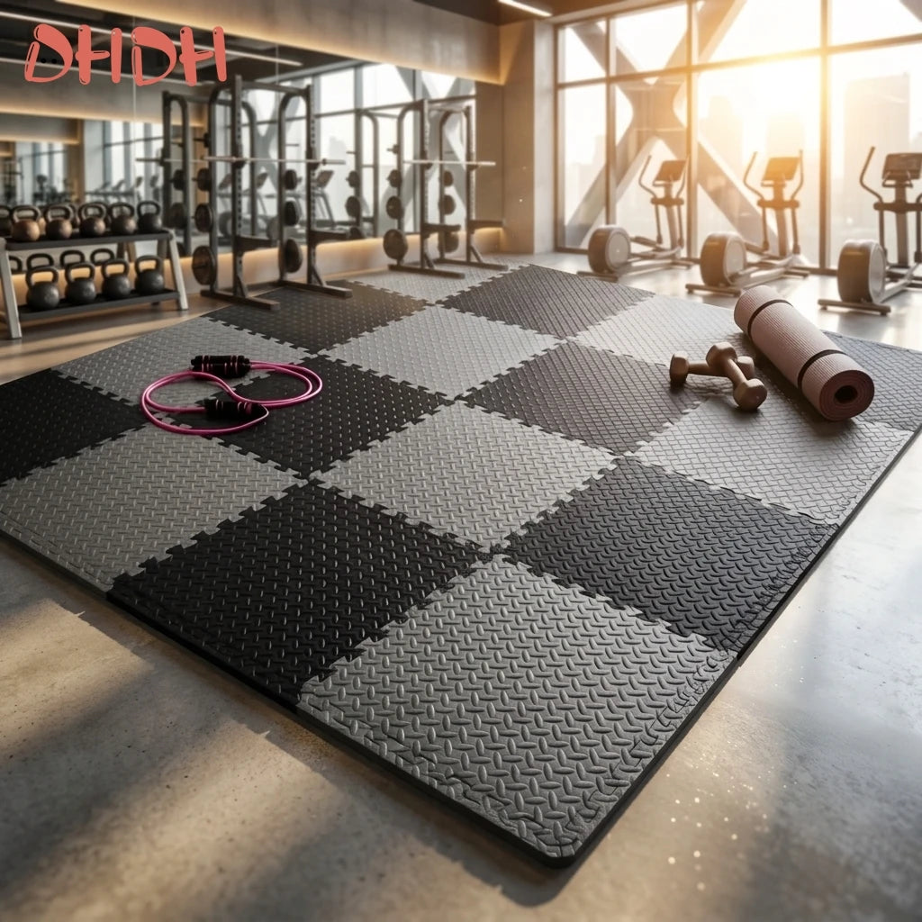 Premium Professional High Quality Advanced Rubber Interlocking Gym Floor Mat for Home Workout Anti Slip Exercise Mat Suitable