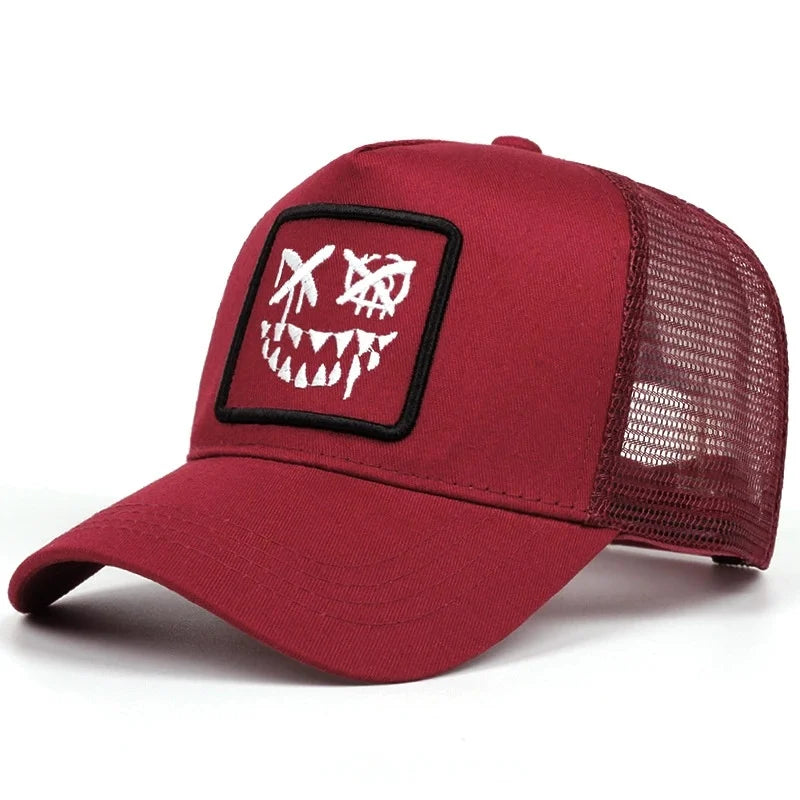 Unisex XX Smiling Face Embroidery Baseball Net Caps Spring and Summer Outdoor Adjustable Casual Hats Sunscreen Hat