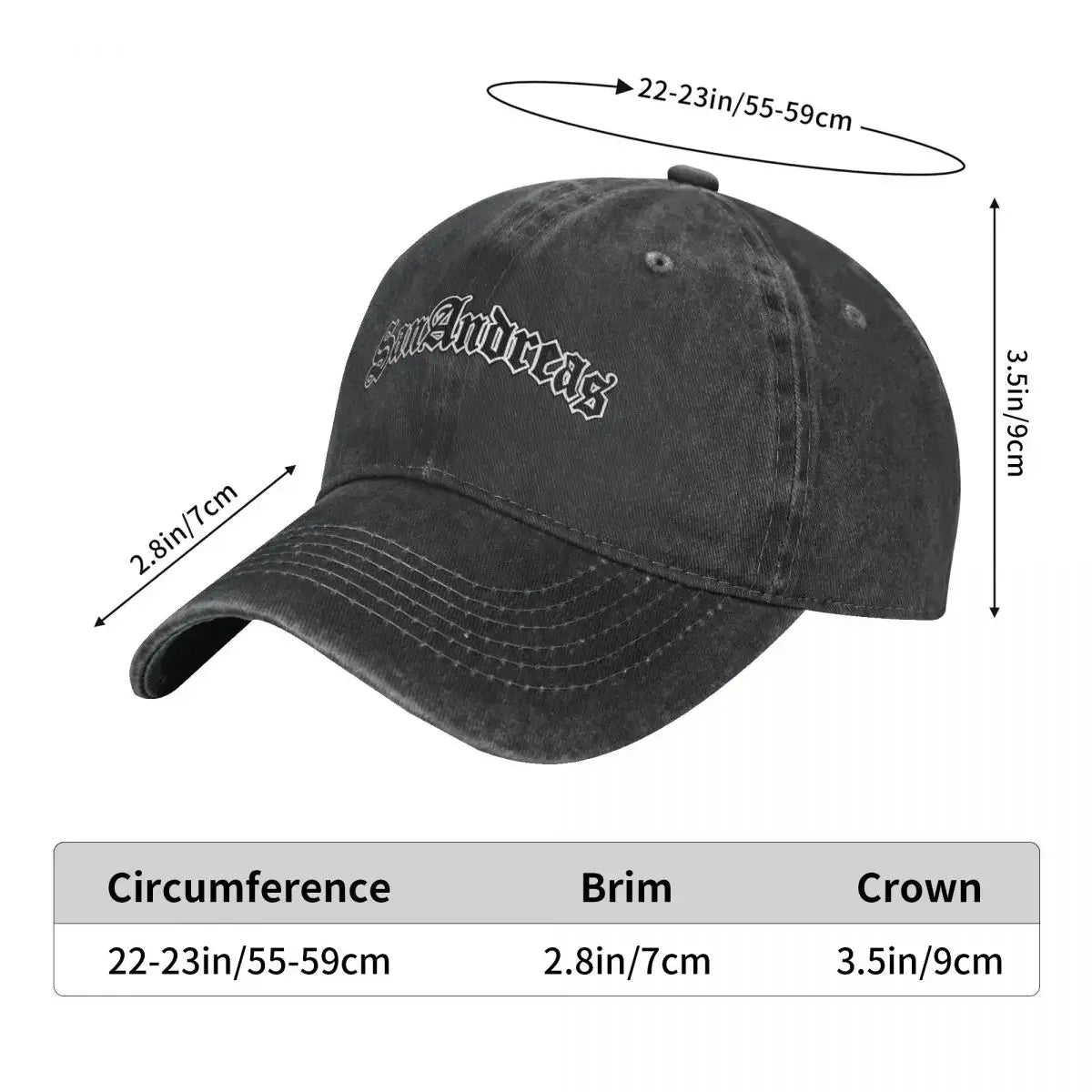 Classic GTA San Andreas Logo Baseball Cap Unisex Style Distressed Denim Sun Cap Outdoor Running Golf Adjustable Caps Hat