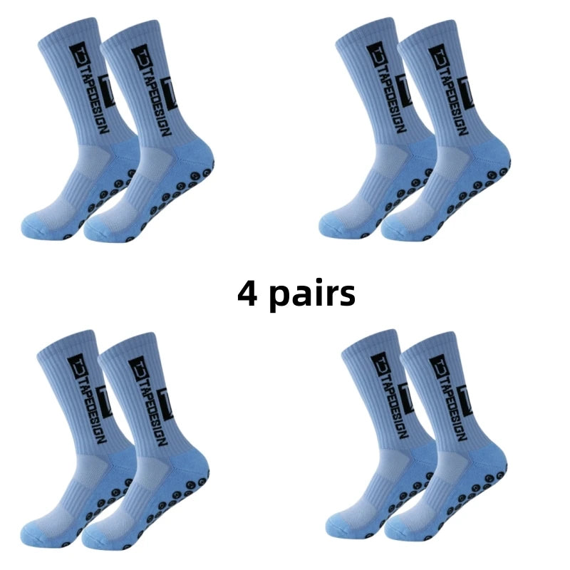 4 pairs of new anti slip band design football socks with mid calf anti slip football sports bike sports men's socks