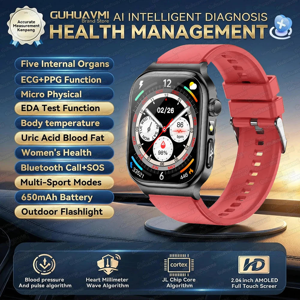 Upgraded Micro Physical Examination Smart Watches For Man Uric Acid Body Fat Five Organ Health Watches Bluetooth Call SmartWatch