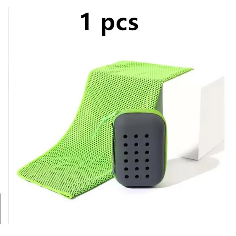 1-100 pcs Sport Towel with Mini Silicon Gel Set Portable Cold Towel Fitness Sport GYM Running Outdoor Quick Dry Cool Towel