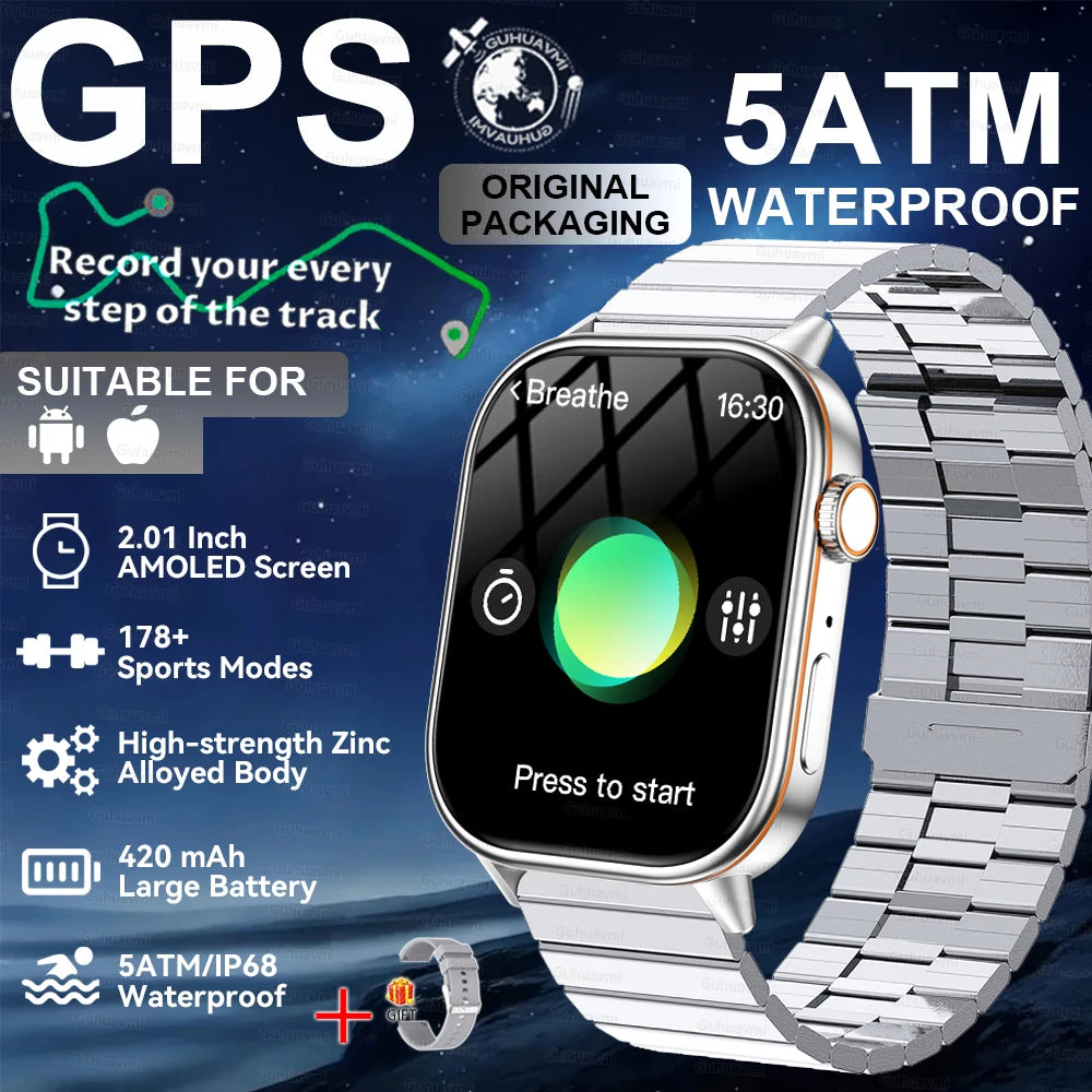 2026New Military Dual-band GPS Smart Watch Compass IP68K Waterproof Bluetooth Call Heart rate Sports Smart Watch For IOS Andriod