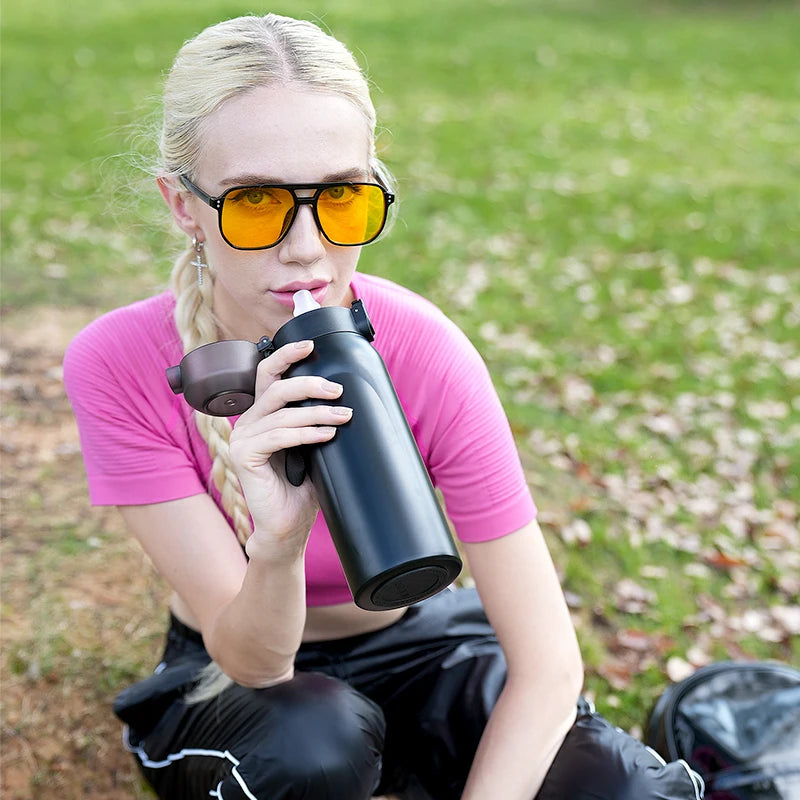 Stainless Steel Sports Insulated Bottle With 1/7pcs Random Fruit Flavor Pods Portable Water Cup For Fitness Gym Outdoor Activity