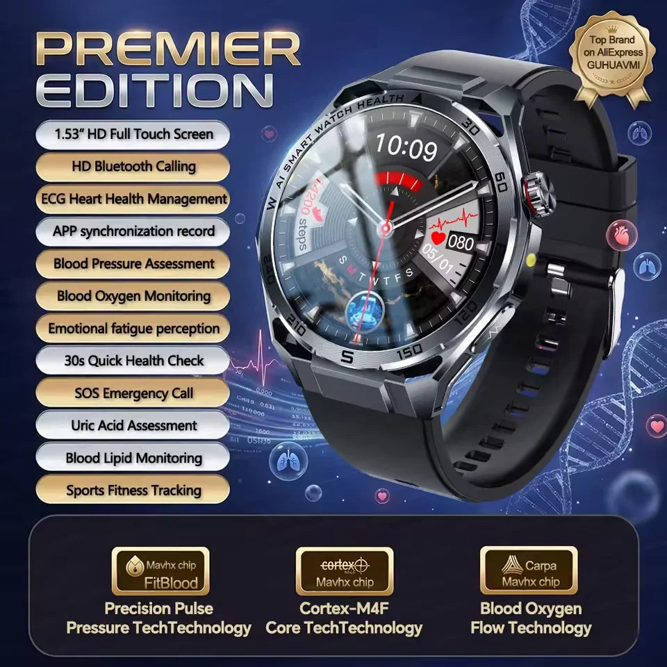 2026New Smart Watch Men ECG+HRV Blood Composition Body Analysis Bluetooth Call Waterproof Health Smartwatch For Android IOS Men
