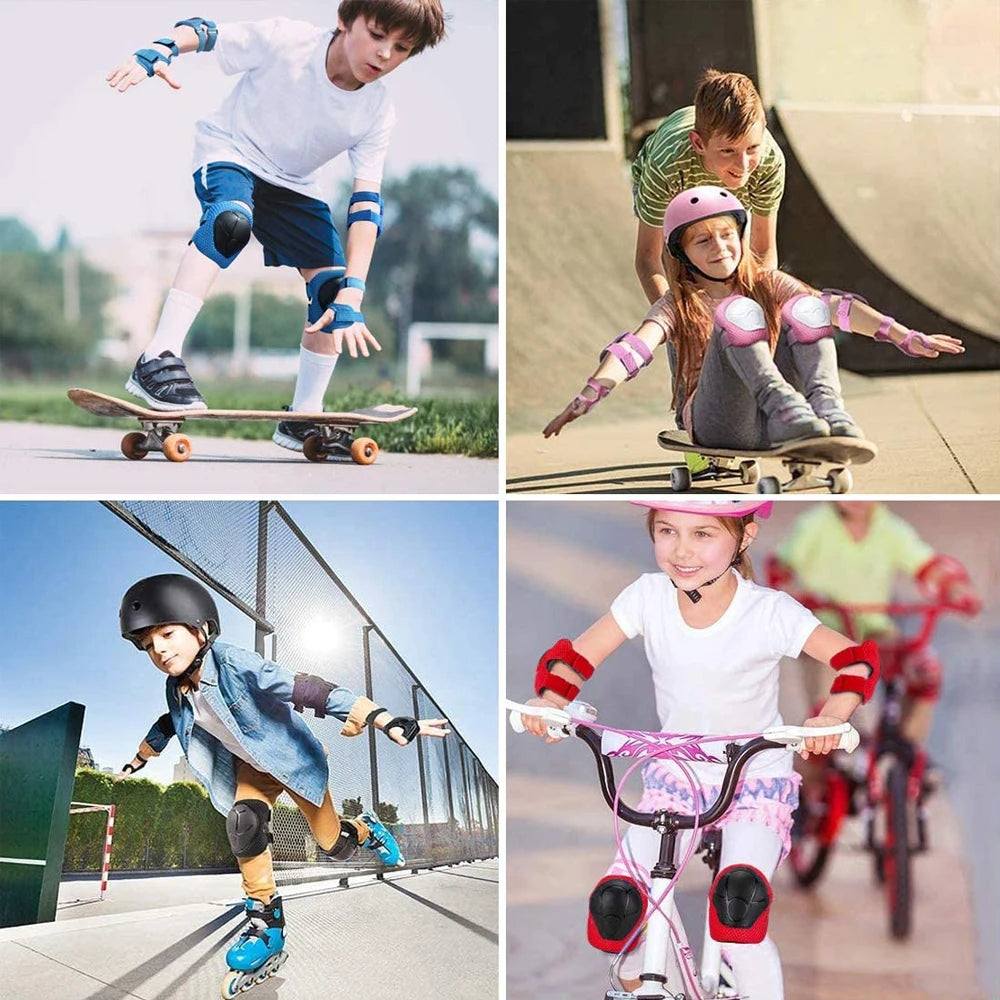 6Pcs/Set Protective Gears Set for Kids Children Knee Pad Elbow Pads Wrist Guards Child Safety Protector Kit for Cycling Skating