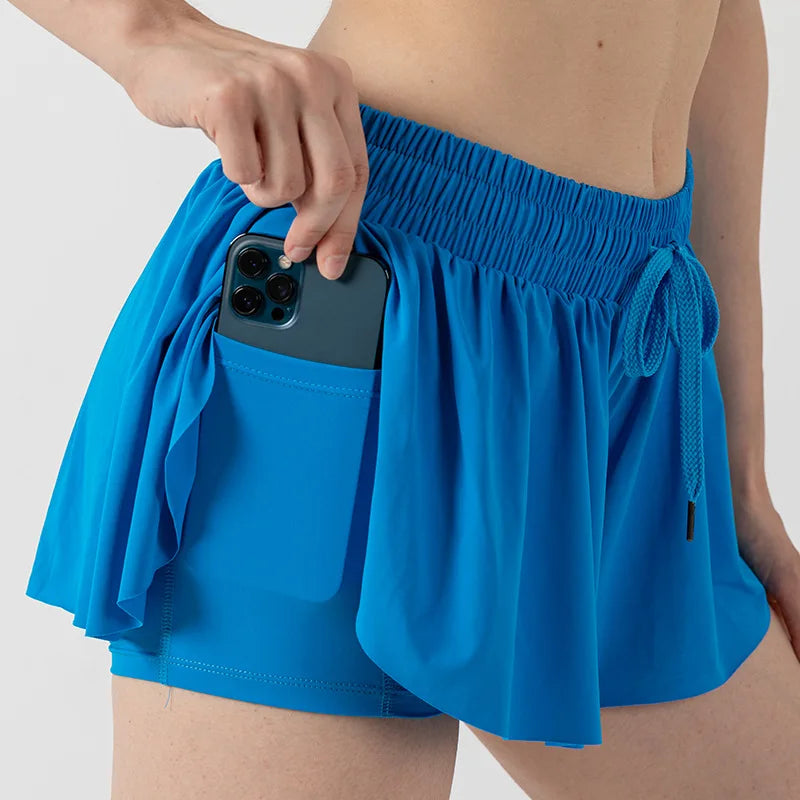 2 in 1 Jogger Flowy Athletic Shorts for Women Gym Yoga Workout Running Tennis Skirt Comfy Skort Lounge Cute Clothes Casual Wear