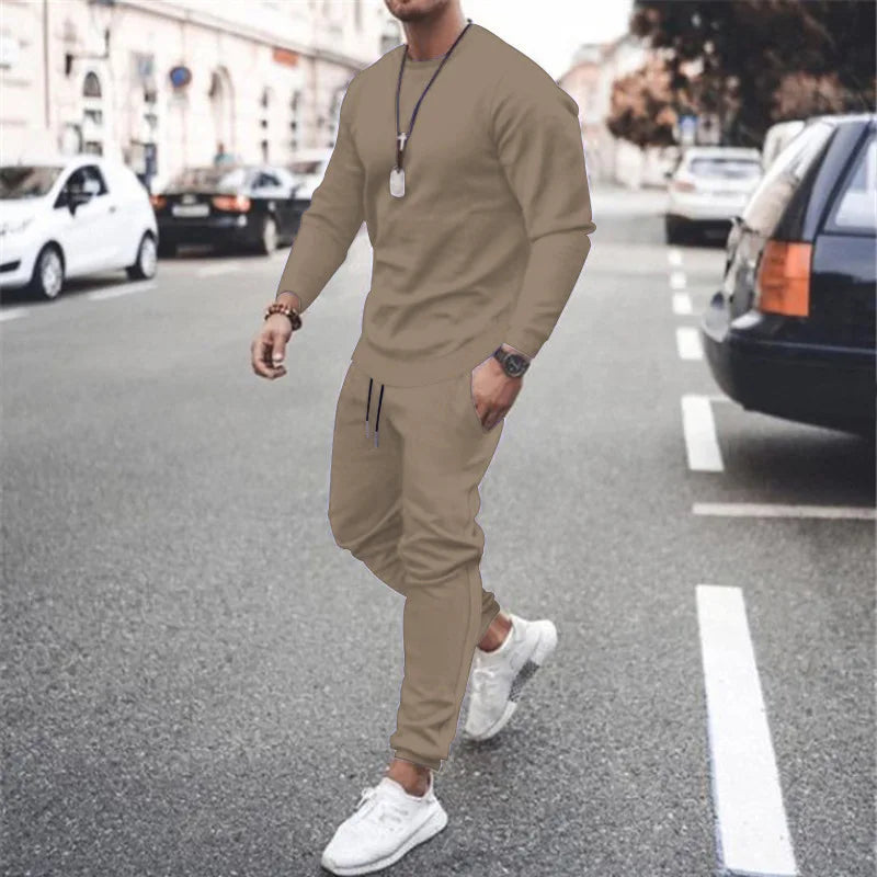 Men's 2025 popular Two-Piece Jogger Sports Suit Warm Autumn Winter Tracksuit Set with Running Sweatshirt And Sweatpants