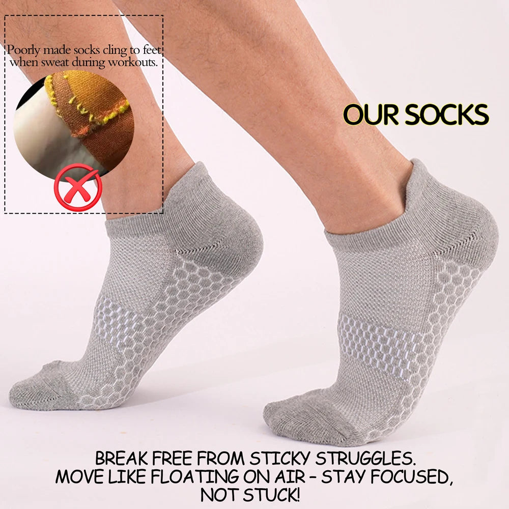 6pairs Anti-Slip Gym Socks for Men Honeycomb Ventilation Thickened Sole Quick-Dry Technology Running Non-Slip Workout Ankle Sock