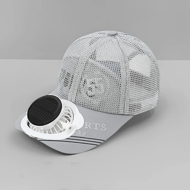 Solar Powered Charge Fan Baseball Cap Adults Summer Outdoor Camping Fishing Sun Shading Duck Tongue Mesh Cap Father's Day Gifts