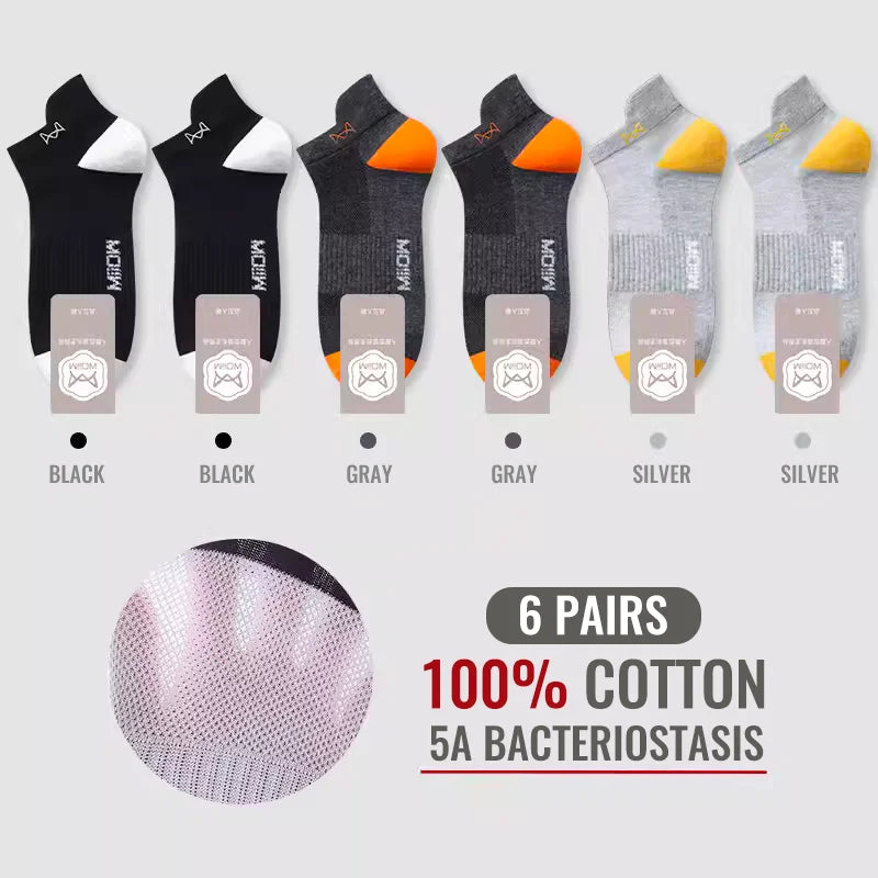 MiiOW 100% Pure Cotton Short Socks Men Ankle Sock Business Dress Ear-lifting Heel Protection Deodorant Antibacterial Sports Sock