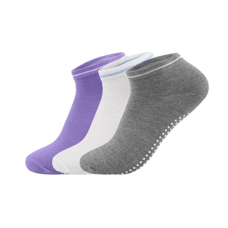 3Pairs/Lot Yoga Socks for Women Non-Slip Grips Straps Bandage Cotton Sock Pilates Pure Barre Ballet Dance Barefoot Workout