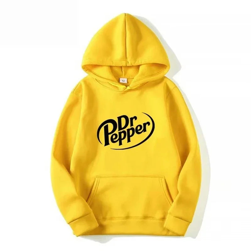 2026 Autumn Warm Dr Pepper Letter Printed Hoodies Street Men Fashion Fleece Sweatshirts Casual Unisex Pullover Tops Fashion Tre