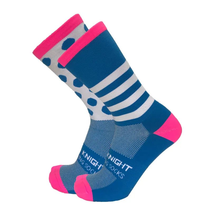 New Stripe Dot Cycling Socks Top Quality Professional Brand Sport Breathable Bicycle Sock Outdoor Racing Running Socks
