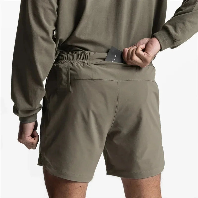 New Men's Running Quick Dry Fitness Gyms Shorts Mens Summer Short Pants Male Jogger Workout Beach Solid Color Sports Shorts Men