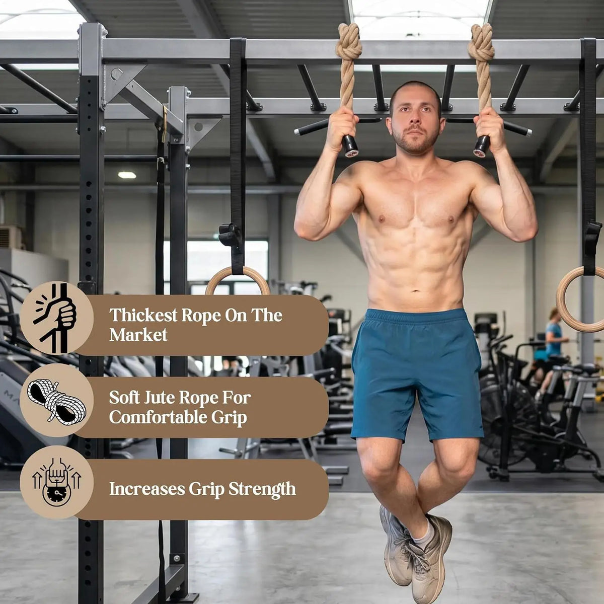 2Pc Heavy Duty Pull Up Rope Grips Reusable Arm Strength Training Tool Comfort Grip Pull-Up Assist Trainer Build Back Arm Muscles